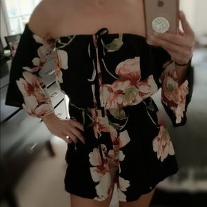 Women's Off Shoulder 3/4 Flared Sleeve Romper